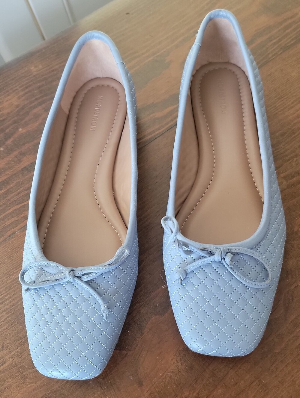 Nordstrom Light Blue Quilted Ballet Flats with Bow